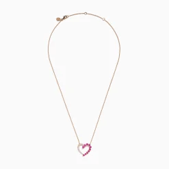 Effy Jewelry 14K Rose Gold Pink Sapphire and Diamond Open Heart Necklace | Necklaces & Pendants
