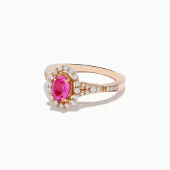 Effy Jewelry 14K Rose Gold Pink Sapphire and Diamond Ring | Rings