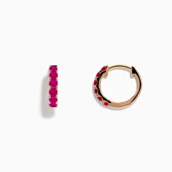 Effy Jewelry 14K Rose Gold Pink Sapphire Huggie Earrings | Earrings
