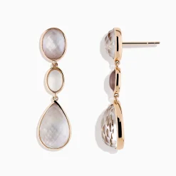 Effy Jewelry 14K Rose Gold Quartz Crystal, Rose Quartz and Pink Mother Of Pearl Earrings | Earrings
