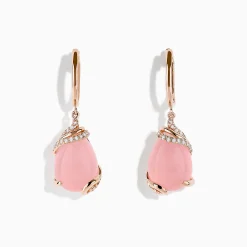 Effy Jewelry 14K Rose Gold Rose Quartz and Diamond Drop Earrings | Earrings
