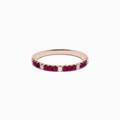 Effy Jewelry 14k Rose Gold Ruby and Diamond Stacking Band | Rings