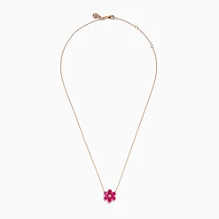 Effy Jewelry 14K Rose Gold Ruby Flower Necklace | Necklaces & Pendants