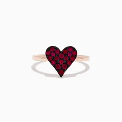 Effy Jewelry 14K Rose Gold Ruby Heart Ring | Rings