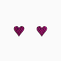 Effy Jewelry 14K Rose Gold Ruby Pave Heart Stud Earrings | Earrings