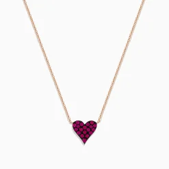 Effy Jewelry 14K Rose Gold Ruby Pave Heart Necklace | Necklaces & Pendants