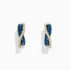 effyjewelry.com 14K Two Tone Gold Blue and White Diamond Crossover Hoop Earrings, 1.00 TCW | Earrings