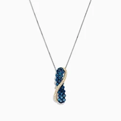 effyjewelry.com 14K Two Tone Gold Blue and White Diamond Crossover Pendant, 1.00 TCW | Necklaces & Pendants