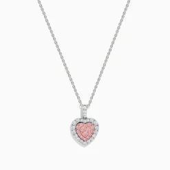 Effy Jewelry 18K Two Tone Gold Pink and White Diamond Heart Pendant | Necklaces & Pendants