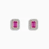 Effy Jewelry 14K Two Tone Gold Pink Sapphire and Diamond Earrings | Earrings