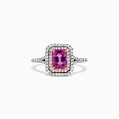 BH Multi 14K Two Tone Gold Pink Sapphire and Diamond Ring, 1.43 TCW | Rings