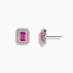 Effy Jewelry 14K Two Tone Gold Pink Sapphire and Diamond Earrings | Earrings