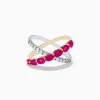 Effy Jewelry 14K Two Tone Gold Ruby and Diamond Criss Cross Ring | Rings