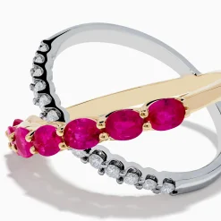 Effy Jewelry 14K Two Tone Gold Ruby and Diamond Criss Cross Ring | Rings