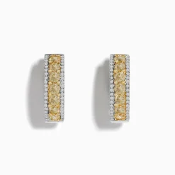 Effy Jewelry 14K Two Tone White and Yellow Diamond Hoop Earrings | Earrings