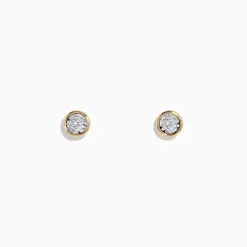 Effy Jewelry 14K Two-Tone Gold Bezel Set Diamond Solitaire Stud Earrings 0.23 TCW | Earrings