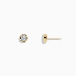 Effy Jewelry 14K Two-Tone Gold Bezel Set Diamond Solitaire Stud Earrings 0.23 TCW | Earrings