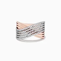 Effy Jewelry 14K Two-Tone Gold Diamond Crossover Ring | Rings
