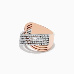 Effy Jewelry 14K Two-Tone Gold Diamond Crossover Ring | Rings