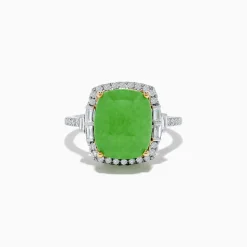 Effy Jewelry 14K Two-Tone Gold Green Jade and Diamond Ring | Rings