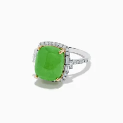 Effy Jewelry 14K Two-Tone Gold Green Jade and Diamond Ring | Rings
