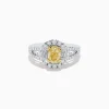 Effy Jewelry 18K Two-Tone Gold Yellow Diamond Oval Halo Ring 1.63 TCW | Rings