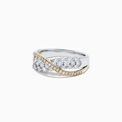 effyjewelry.com 14K White and Yellow Gold Diamond Crossover Ring, 1.00 TCW | Rings