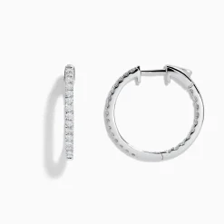Effy Jewelry 14K White Gold 3/4" Diamond Hoop Earrings | Earrings