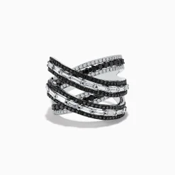Effy Jewelry 14K White Gold Black and White Diamond Criss Cross Ring | Rings