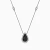 BH Multi 14K White Gold Black and White Diamond Pear Shaped Necklace, 1.09 TCW | Necklaces & Pendants