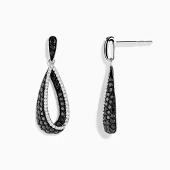 Effy Jewelry 14K White Gold Black and White Diamond Earrings, 1.30 TCW | Earrings