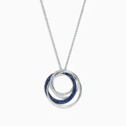 Effy Jewelry 14K White Gold Blue Sapphire and Diamond Pendant, 0.74 TCW | Necklaces & Pendants