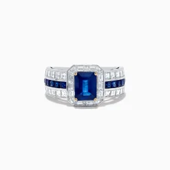 Effy Jewelry 18K White Gold Blue Sapphire and Diamond Ring | Rings