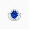 Effy Jewelry 18K White Gold Blue Sapphire and Diamond Halo Ring | Rings