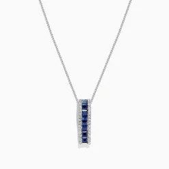 Effy Jewelry 14K White Gold Blue Sapphire and Diamond Pendant, 1.20 TCW | Necklaces & Pendants