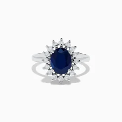 Effy Jewelry 14K White Gold Blue Sapphire and Diamond Ring, 2.29 TCW | Rings
