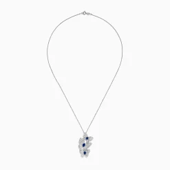 Effy Jewelry 14K White Gold Blue Sapphire and Diamond Multi Butterfly Pendant | Necklaces & Pendants