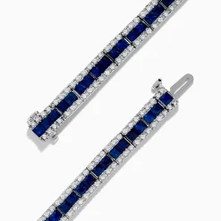 Effy Jewelry 14K White Gold Blue Sapphire and Diamond Bracelet, 9.16 TCW | Bracelets