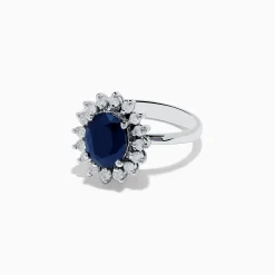 Effy Jewelry 14K White Gold Blue Sapphire and Diamond Ring, 2.29 TCW | Rings