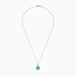 Effy Jewelry 14K White Gold Blue Topaz and Diamond Pendant | Necklaces & Pendants