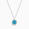 Effy Jewelry 14K White Gold Blue Zircon and Diamond Pendant | Necklaces & Pendants