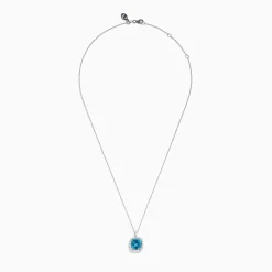 Effy Jewelry 14K White Gold Blue Zircon and Diamond Pendant | Necklaces & Pendants