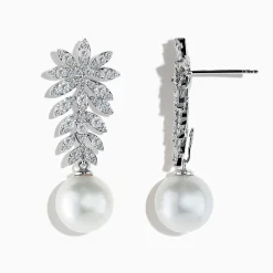 Effy Jewelry 18K White Gold Diamond and Pearl Earrings | Earrings