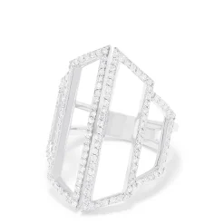 Effy Jewelry 14K White Gold Diamond Geometric Ring, 0.66 TCW | Rings