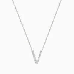 Effy Jewelry 14K White Gold Diamond Initial "V" Pendant | Necklaces & Pendants