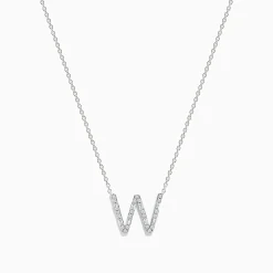 Effy Jewelry 14K White Gold Diamond Initial "W" Pendant | Necklaces & Pendants