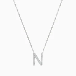 Effy Jewelry 14K White Gold Diamond Initial "N" Pendant | Necklaces & Pendants