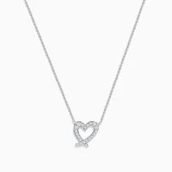 Effy Jewelry 14K White Gold Diamond Open Heart Necklace | Necklaces & Pendants