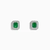 Effy Jewelry 14K White Gold Emerald and Diamond Stud Earrings, 1.11 TCW | Earrings