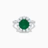 Effy Jewelry 18K White Gold Emerald and Diamond Halo Ring | Rings